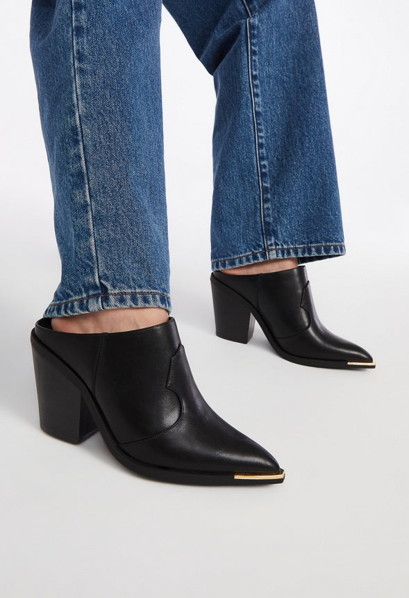 Cleo Western Mule Black