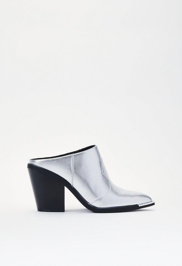 Cleo Western Mule Silver