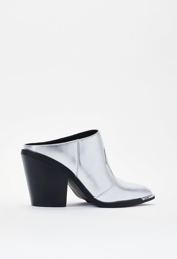 Cleo Western Mule Silver