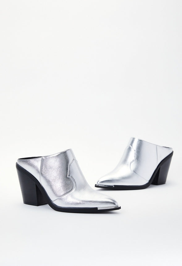 Cleo Western Mule Silver