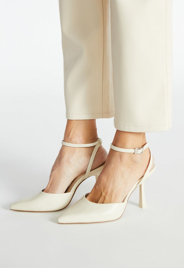 Amalia Ankle Wrap Pump Birch White