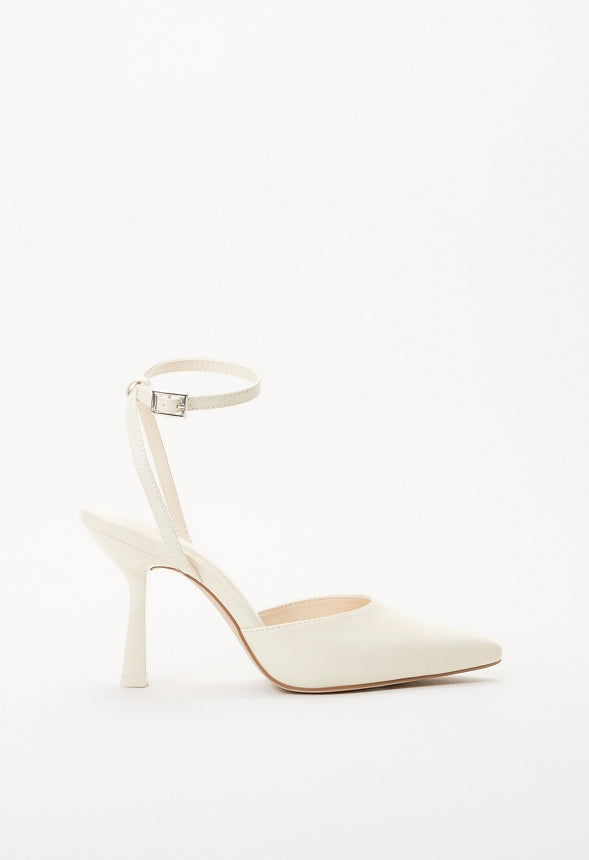 Amalia Ankle Wrap Pump Birch White