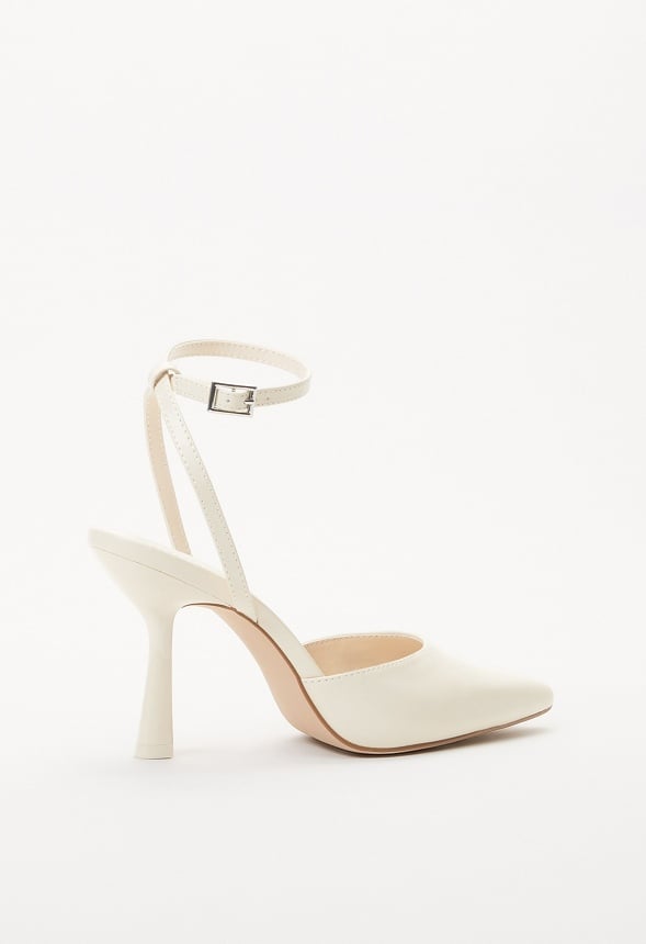 Amalia Ankle Wrap Pump Birch White