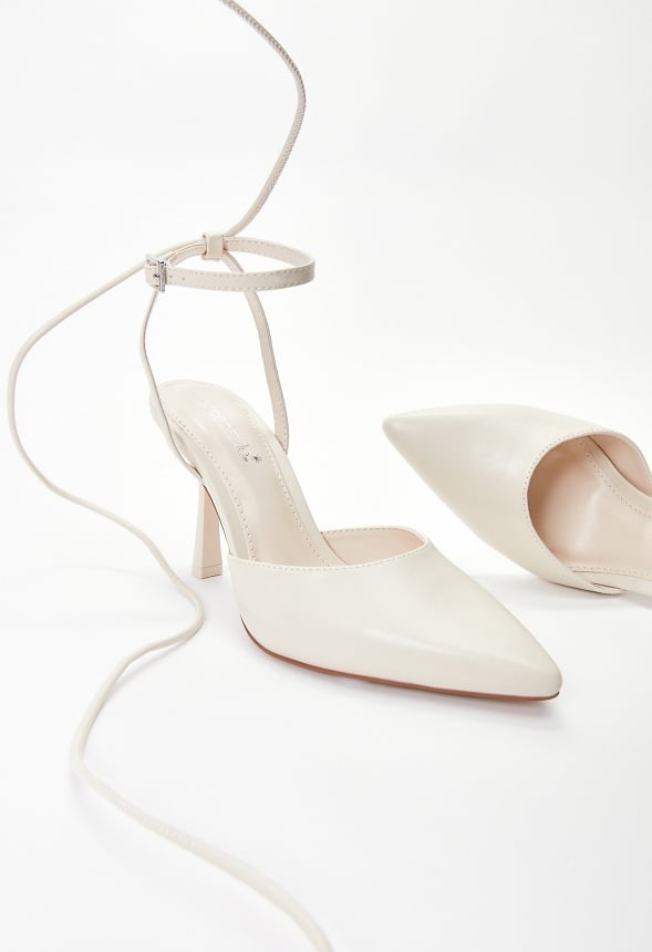 Amalia Ankle Wrap Pump Birch White