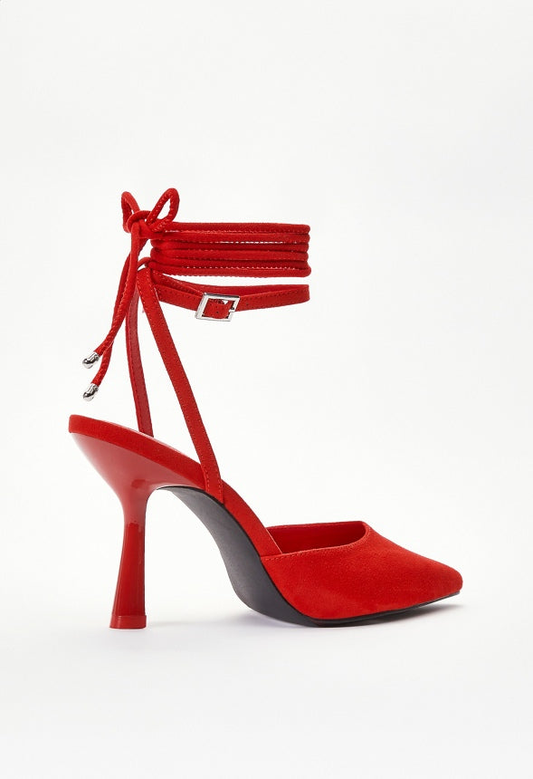 Amalia Ankle Wrap Pump Salsa Red
