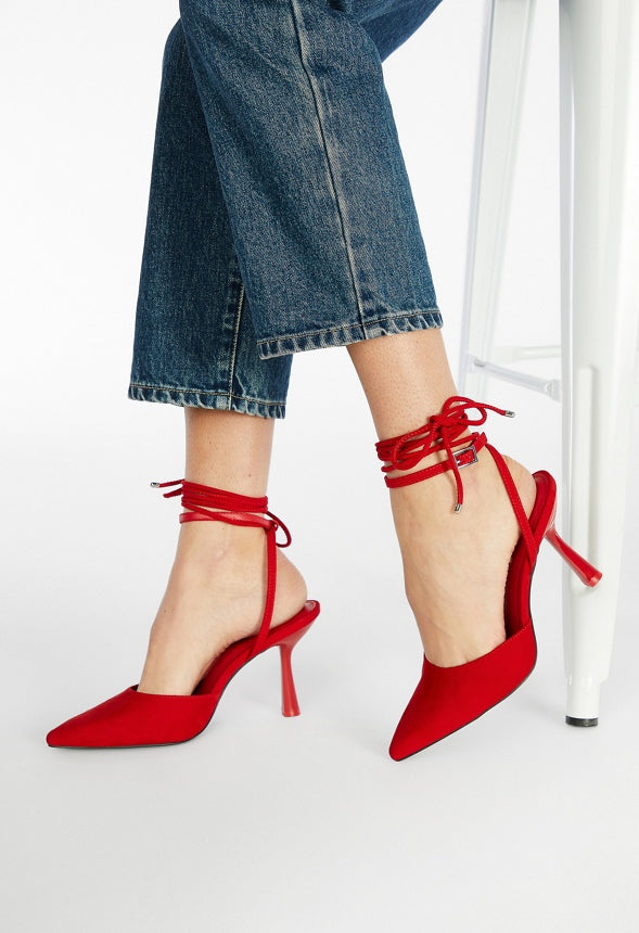 Amalia Ankle Wrap Pump Salsa Red