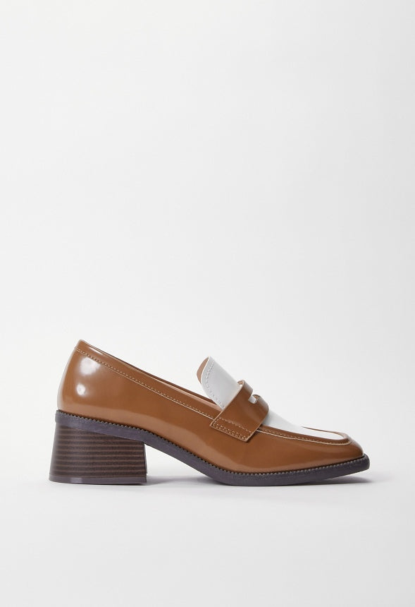 Hollis Loafer Pump Bright White/ Camel