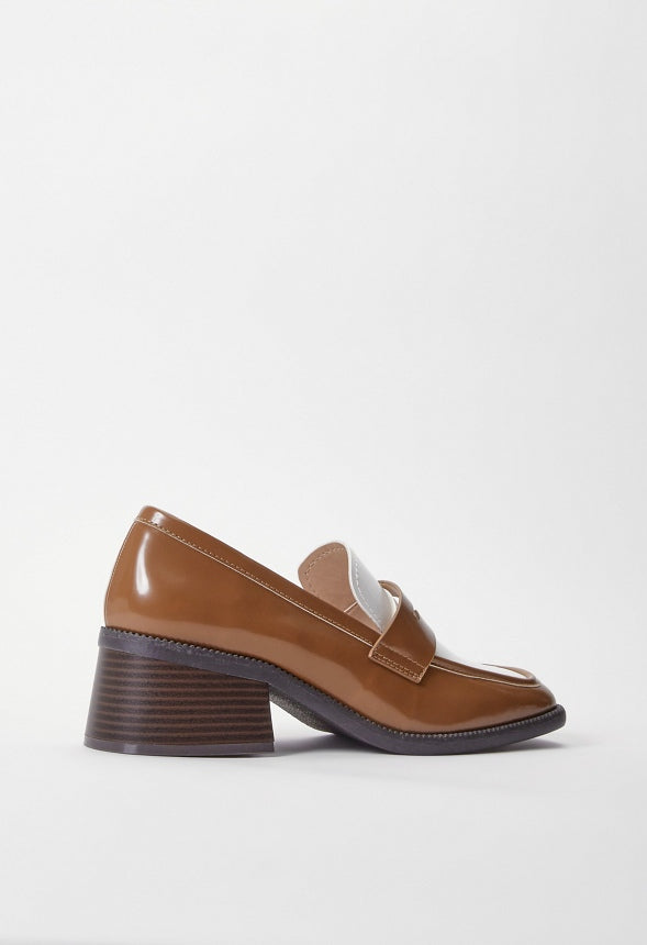 Hollis Loafer Pump Bright White/ Camel