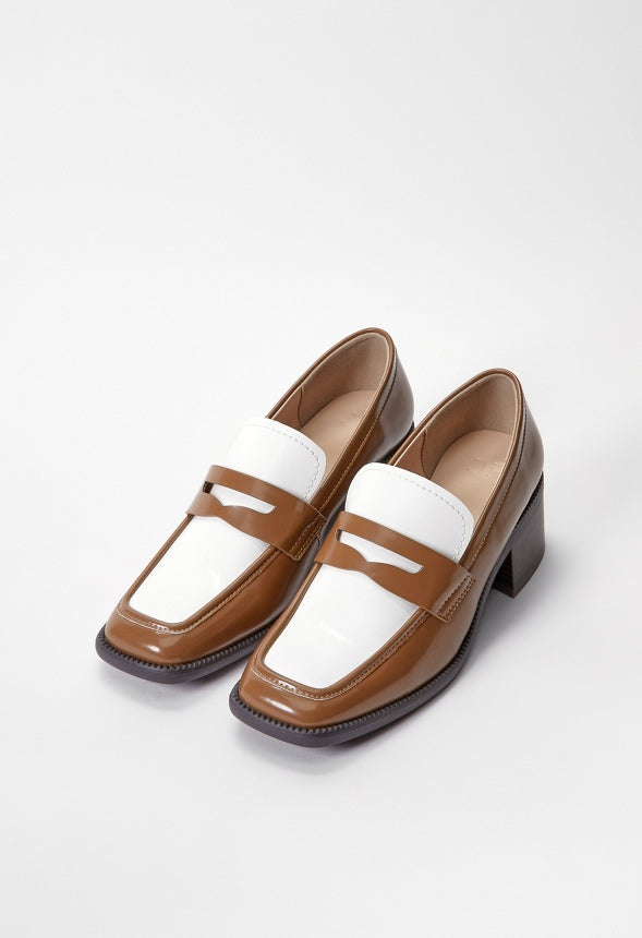 Hollis Loafer Pump Bright White/ Camel