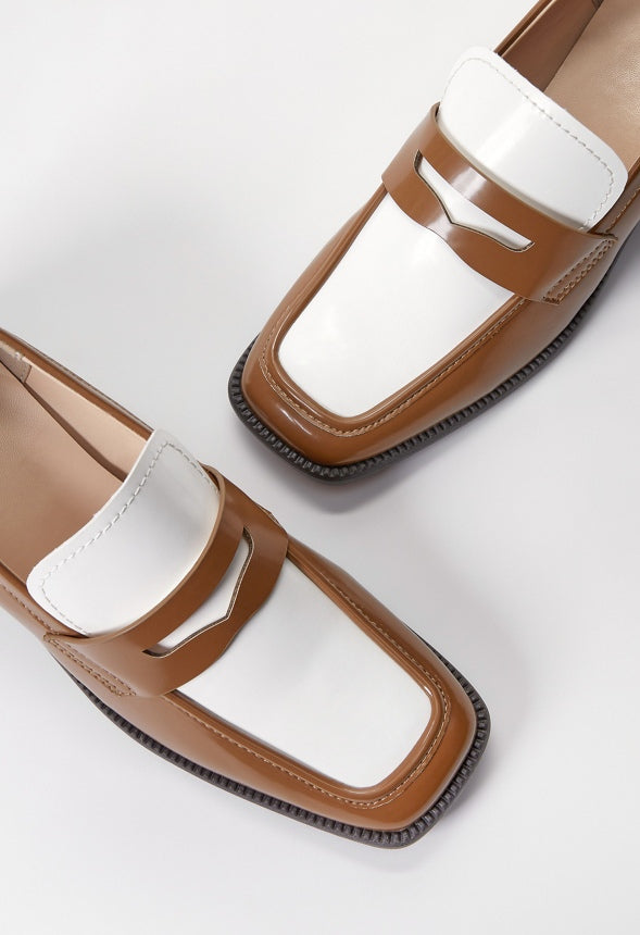 Hollis Loafer Pump Bright White/ Camel