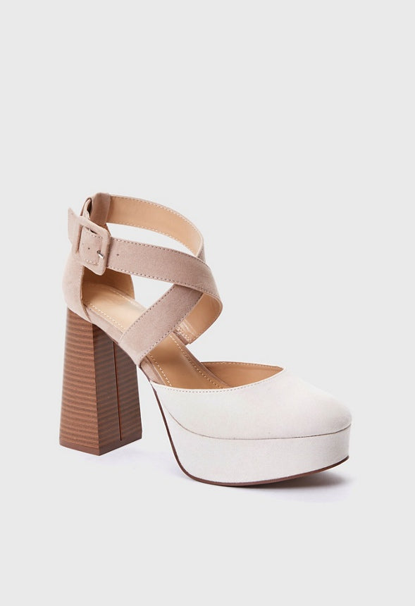Kari Platform Pump Birch White/ Warm Taupe
