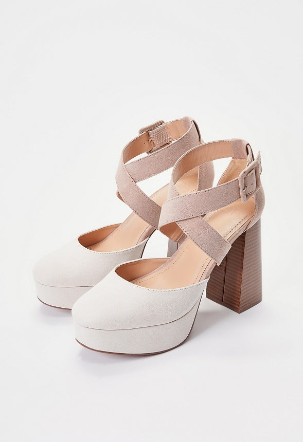 Kari Platform Pump Birch White/ Warm Taupe