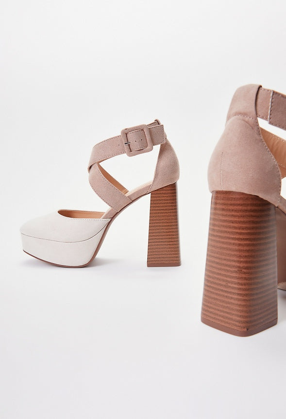 Kari Platform Pump Birch White/ Warm Taupe