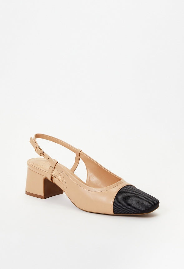Gracie Slingback Pump New Nude/ Black