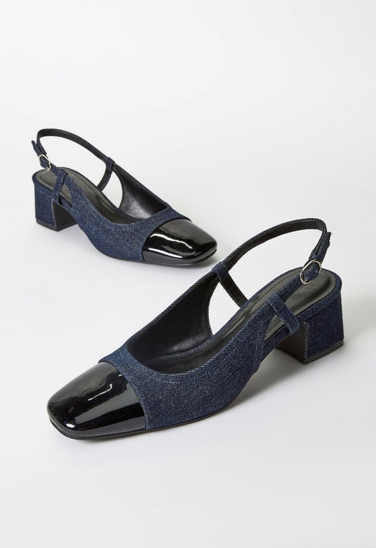Gracie Slingback Pump Dark Denim/ Black