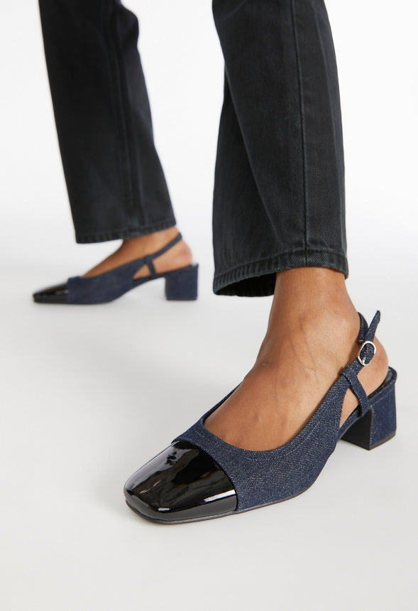 Gracie Slingback Pump Dark Denim/ Black