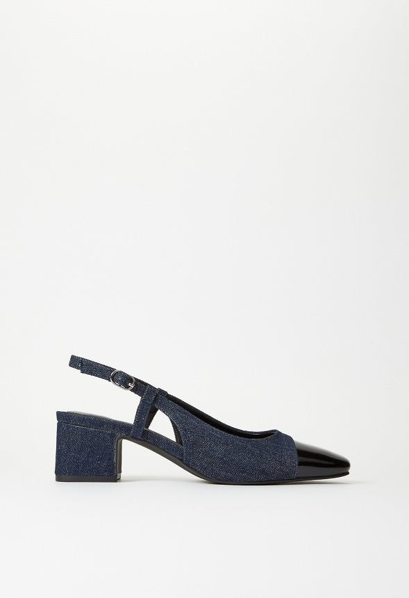 Gracie Slingback Pump Dark Denim/ Black