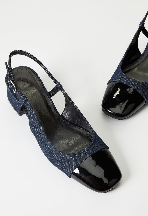 Gracie Slingback Pump Dark Denim/ Black
