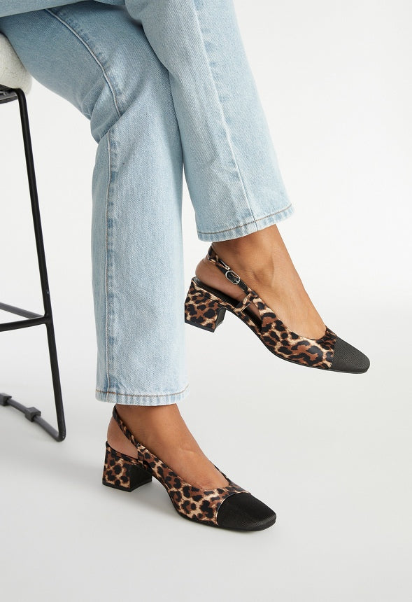 Gracie Slingback Pump Dark Leopard/ Black