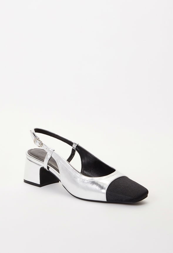 Gracie Slingback Pump Silver/ Black
