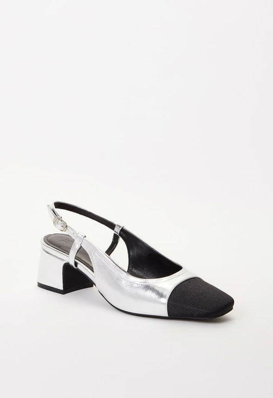 Gracie Slingback Pump Silver/ Black