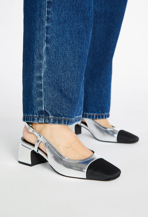 Gracie Slingback Pump Silver/ Black