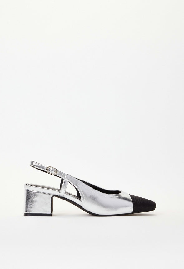 Gracie Slingback Pump Silver/ Black