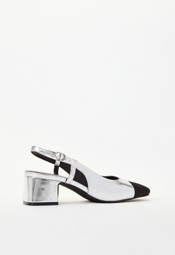 Gracie Slingback Pump Silver/ Black