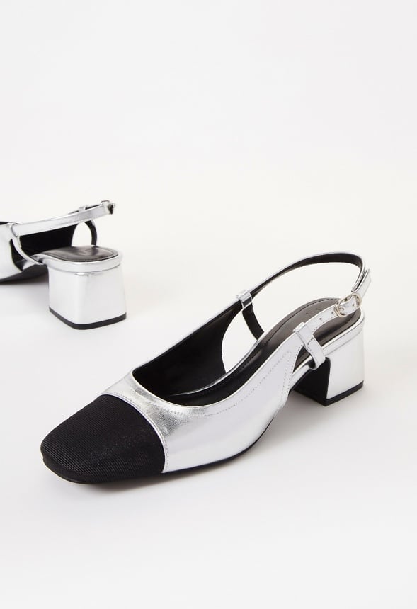 Gracie Slingback Pump Silver/ Black