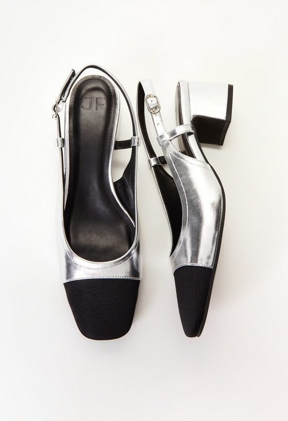 Gracie Slingback Pump Silver/ Black
