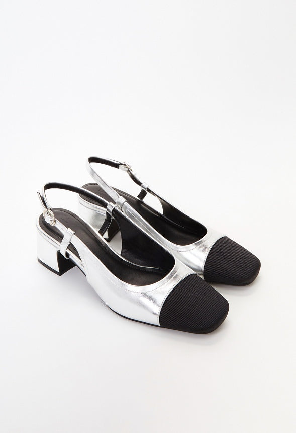 Gracie Slingback Pump Silver/ Black
