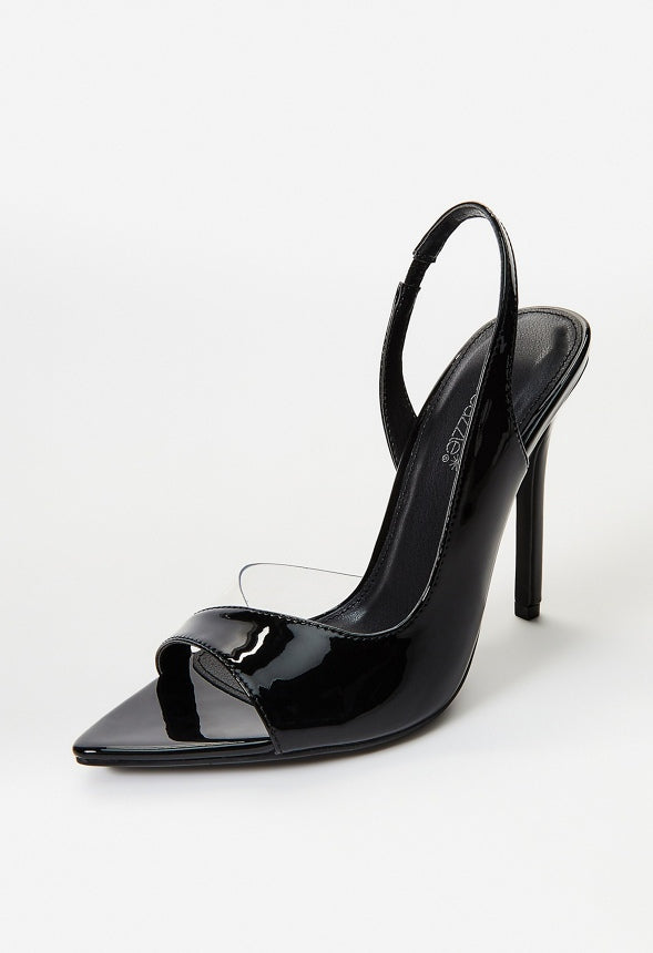 Calista Slingback Heel Black/ Clear