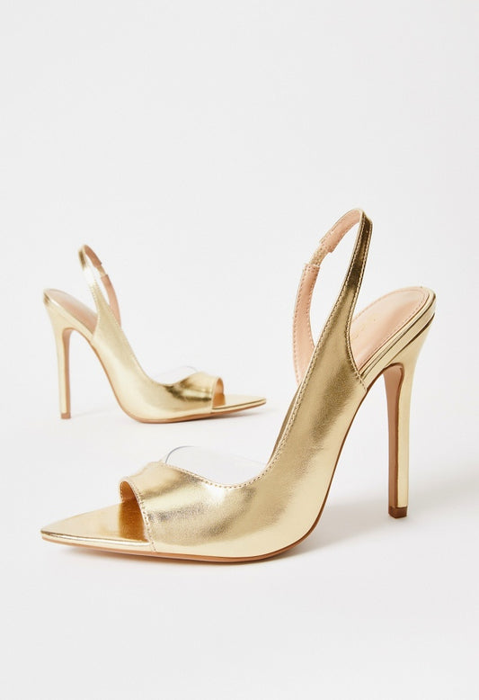 Calista Slingback Heel Gold/ Clear