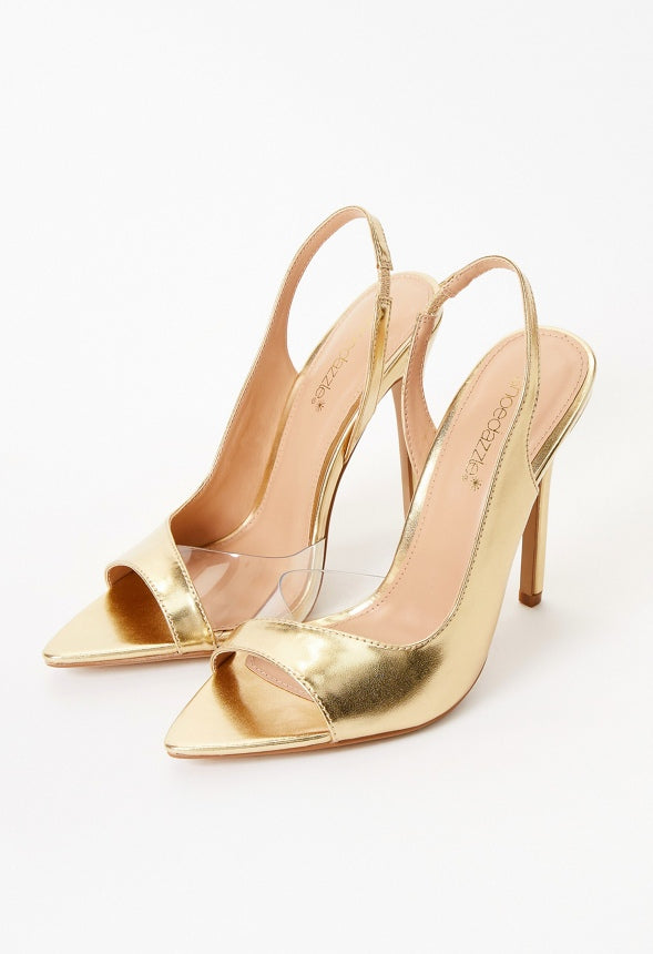 Calista Slingback Heel Gold/ Clear
