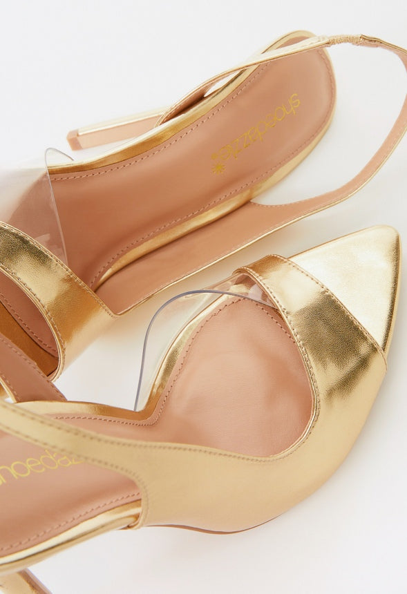 Calista Slingback Heel Gold/ Clear
