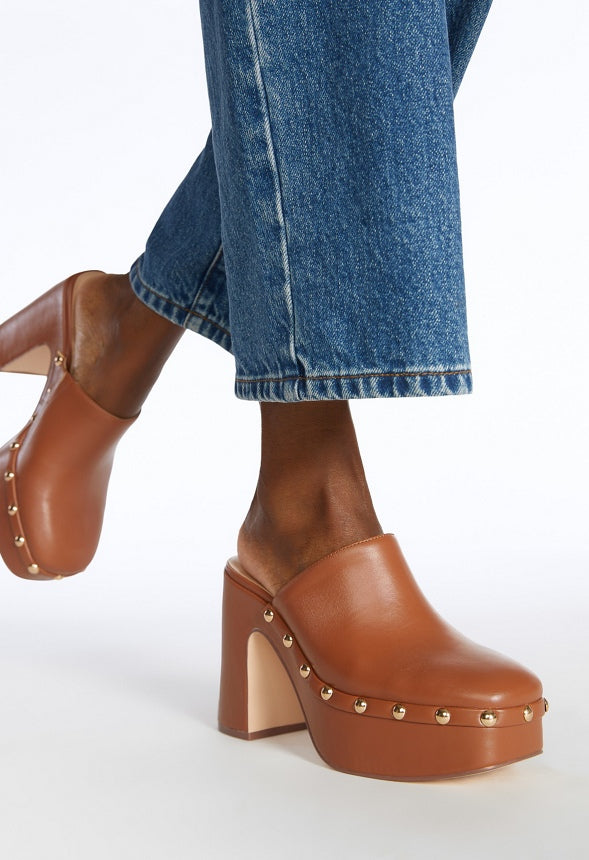 Imara Block Heeled Platform Pump French Oak