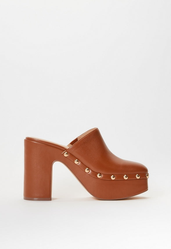 Imara Block Heeled Platform Pump French Oak