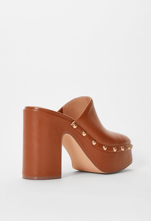 Imara Block Heeled Platform Pump French Oak