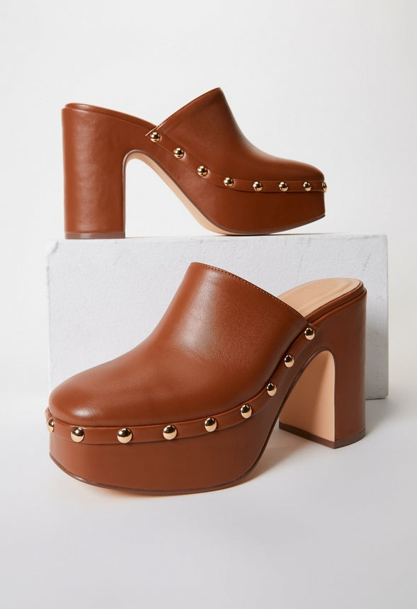Imara Block Heeled Platform Pump French Oak