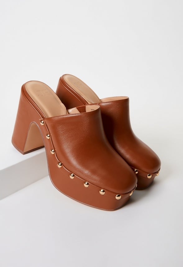 Imara Block Heeled Platform Pump French Oak
