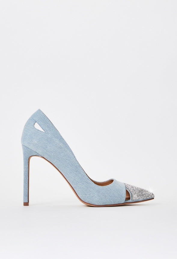 Zora Pointed Toe Pump Light Denim/ Clear