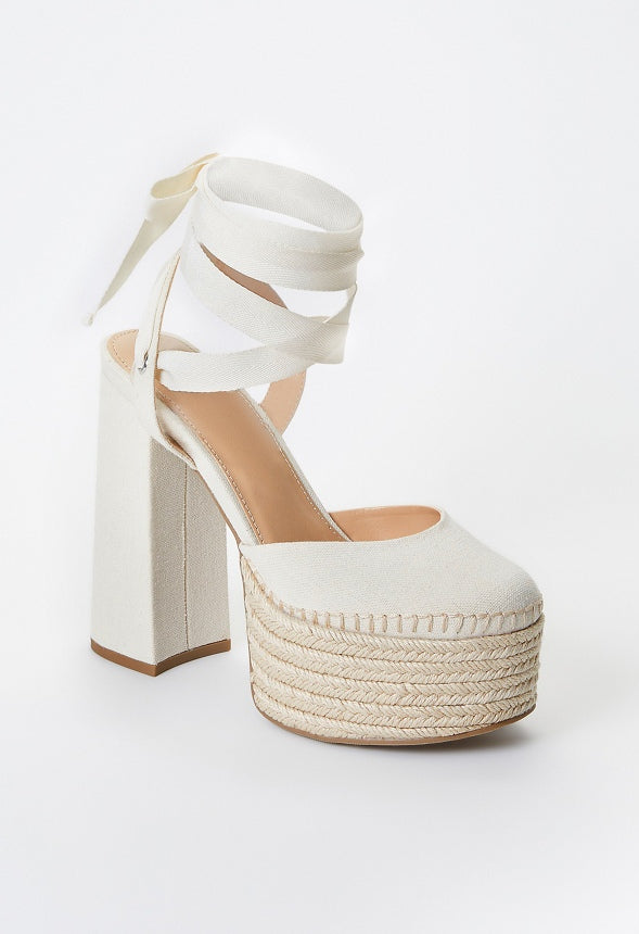 Presely Espadrille Platform Pump Natural Linen
