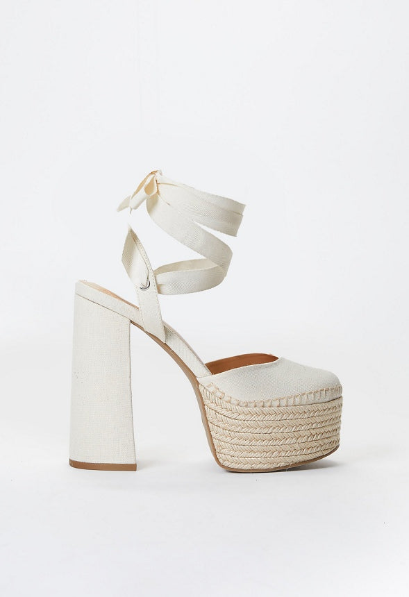 Presely Espadrille Platform Pump Natural Linen