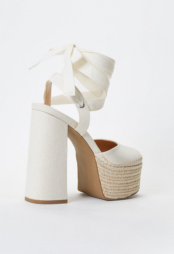 Presely Espadrille Platform Pump Natural Linen