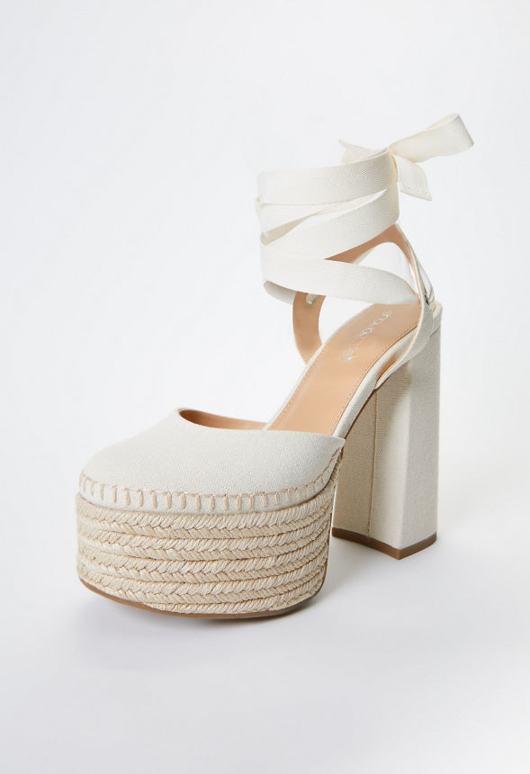 Presely Espadrille Platform Pump Natural Linen
