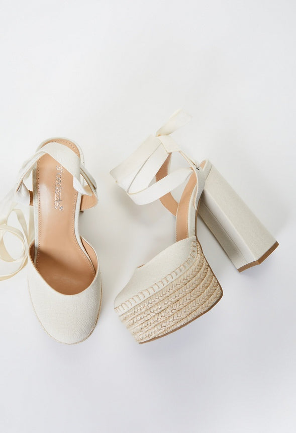 Presely Espadrille Platform Pump Natural Linen