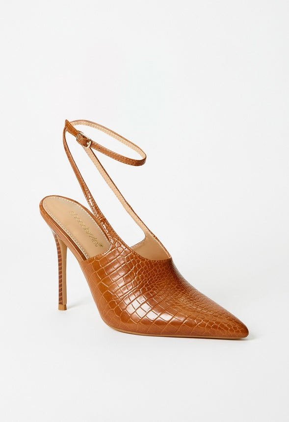 Fiorella Ankle Strap Pump Camel