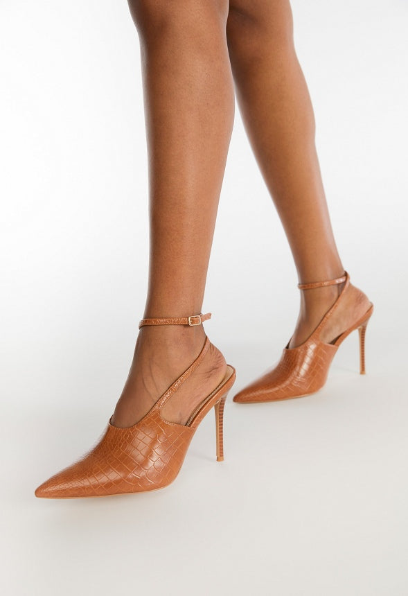 Fiorella Ankle Strap Pump Camel