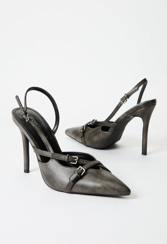 Anastasia Slingback Pump Distressed Black