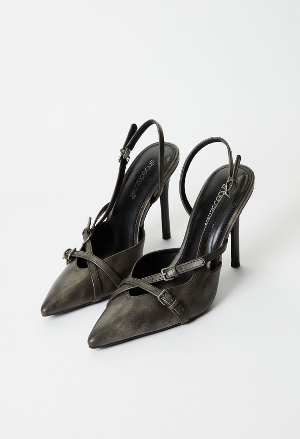 Anastasia Slingback Pump Distressed Black